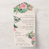 トレンディーフローラ水彩熱帯緑結婚園 オールインワン招待状 (内側)