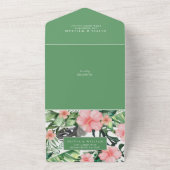 トレンディーフローラ水彩熱帯緑結婚園 オールインワン招待状 (外側)