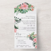 トレンディーフローラ水彩熱帯緑結婚園 オールインワン招待状 (内側)