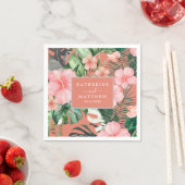 トレンディーフローラ水彩熱帯緑結婚園 スタンダードカクテルナプキン (インサイチュ)