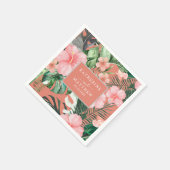 トレンディーフローラ水彩熱帯緑結婚園 スタンダードカクテルナプキン (角)