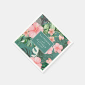 トレンディーフローラ水彩熱帯緑結婚園 スタンダードカクテルナプキン (角)