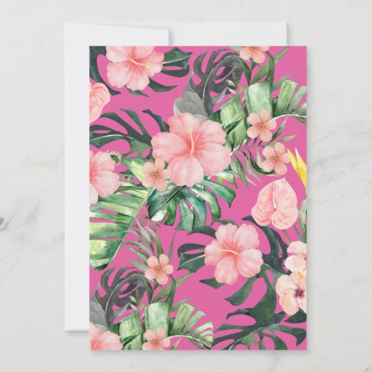 トレンディーフローラ水彩熱帯緑結婚園 招待状 (裏面)