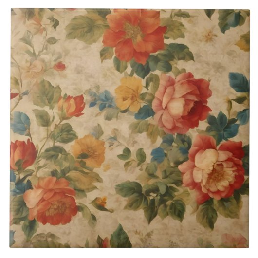 トレンディーフローラ水色ヴィンテージ収集 タイル (正面)