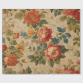 トレンディーフローラ水色ヴィンテージ収集 ラッピングペーパー (フラット)