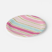 トレンディーブストライプラシ金ゴールドグリッター紙プレート ペーパープレート (アングル)