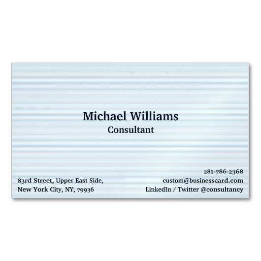 トレンディーブモダンルーラインズエレガントプロフェッショナル マグネット名刺 (正面)