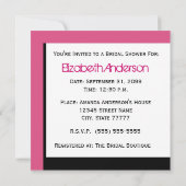 トレンディーブライダルシャワーマガジンピンクヒョウ 招待状 (裏面)