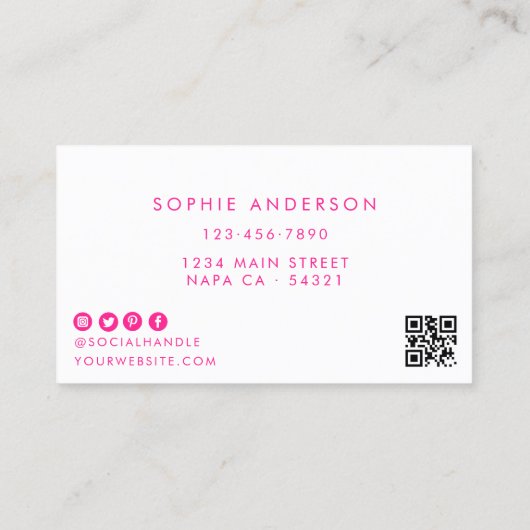 トレンディーブライトピンクまつげエクステンションまつげ 名刺 (裏面)