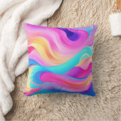 トレンディーブライトブルーピンクイエロー抽象芸術パターン クッション (ブランケット)