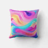 トレンディーブライトブルーピンクイエロー抽象芸術パターン クッション (裏面)