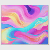 トレンディーブライトブルーピンクイエロー抽象芸術パターン ラッピングペーパー (フラット)