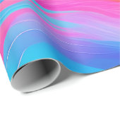 トレンディーブライトブルーピンクイエロー抽象芸術パターン ラッピングペーパー (ロールコーナー)