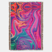 トレンディーブライトブルーピンクグリーン抽象芸術パターン スローブランケット (正面縦)