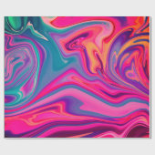 トレンディーブライトブルーピンクグリーン抽象芸術パターン ラッピングペーパー (フラット)