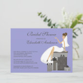 トレンディーブライドブライダルシャワーインビテーションパープルグレー 招待状 (スタンド正面)