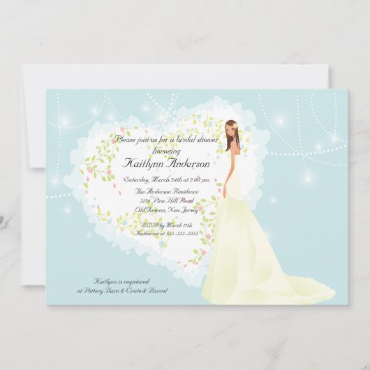 トレンディーブライドブライダルシャワーハート招待状 招待状 (正面)