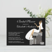 トレンディーブライドブライダルシャワー招待状ピーチブラック 招待状 (スタンド正面)