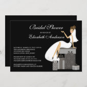 トレンディーブライドブライダルシャワー招待状ピーチブラック 招待状 (正面/裏面)