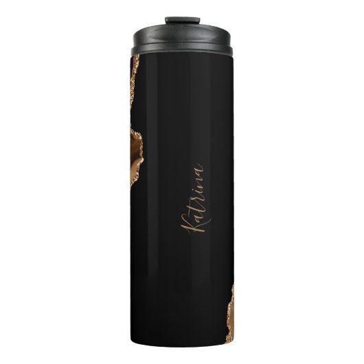 トレンディーブラウンと金ゴールドアゲイト大理石類 タンブラー (正面)