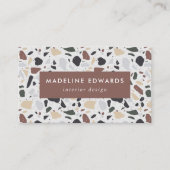 トレンディーブラウングリーン&金ゴールドテラゾ 名刺 (正面)