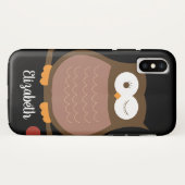 トレンディーブラウンフクロウと名前の携帯電話ケース Case-Mate iPhoneケース (裏面(横))