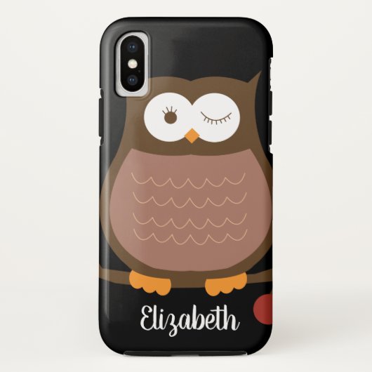 トレンディーブラウンフクロウと名前の携帯電話ケース Case-Mate iPhoneケース (裏面)