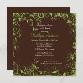 トレンディーブラウンフローラブライダルシャワー招待 招待状 (正面/裏面)