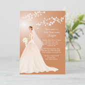 トレンディーブラウンブルネットブライドブライダルシャワー招待状 招待状 (スタンド正面)