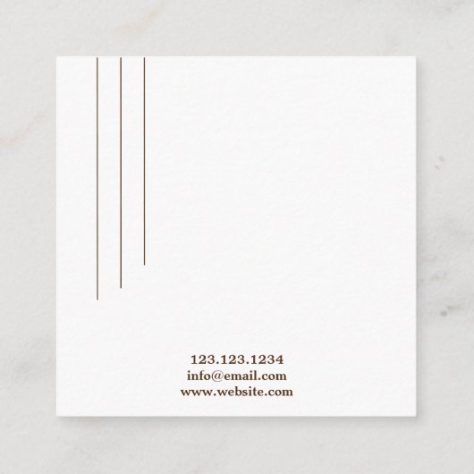 トレンディーブラウン&ホワイトライオンタトゥーアーティスト スクエア名刺 (裏面)