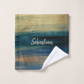 トレンディーブラシのストローク(緑、青、金ゴールド) バスタオルセット (ウォッシュタオル)