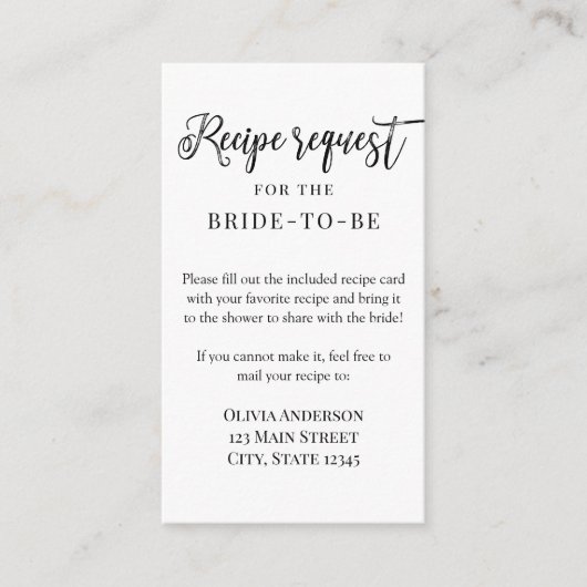 トレンディーブラシスクリプトレシピ要求エンクロージャカード エンクロージャーカード (正面)