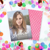 トレンディーブラシスクリプト写真の卒業発表 案内状