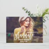 トレンディーブラシスクリプト卒業発表カード 案内状 (スタンド正面)