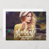 トレンディーブラシスクリプト卒業発表カード 案内状 (正面/裏面)