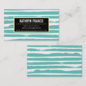 トレンディーブラシストロークスタイリッシュキュート絵を描ミント金ゴールド 名刺 (正面/裏面)