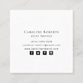 トレンディーブラシストローク水色青エレガント金ゴールド スクエア名刺 (裏面)