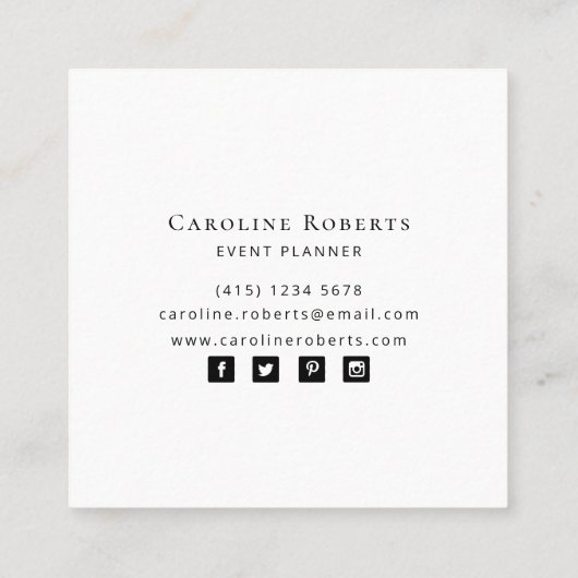 トレンディーブラシストローク水色青エレガント金ゴールド スクエア名刺 (裏面)