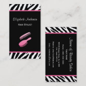 トレンディーブラシピンクと黒ゼブラヘアサロン 名刺 (正面/裏面)