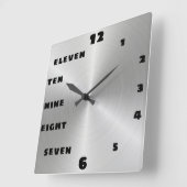 トレンディーブラシ付きスチールブラックレターナンバー顔 スクエア壁時計 (傾斜)