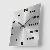 トレンディーブラシ付きスチールブラックレターナンバー顔 スクエア壁時計 (傾斜)