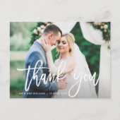 トレンディーブラシ結婚レタリングサンキューカード ポストカード (正面)