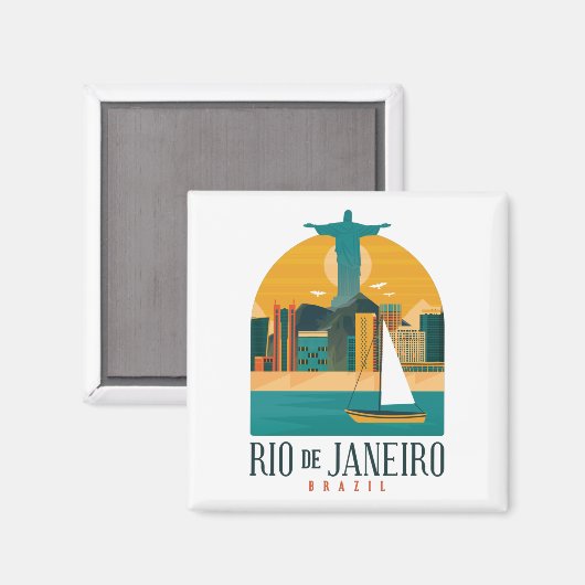 トレンディーブラジルシティリオデジャネイロヴィンテージ マグネット (正面/裏面)