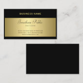 トレンディーブラックおよび金ゴールド手書きスクリプトテンプレート 名刺 (正面/裏面)