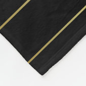 トレンディーブラックと金ゴールドストライプのエレガントデザイン フリースブランケット (角)