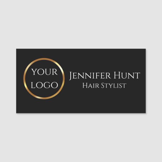 トレンディーブラックと金ゴールド 名札 (正面)