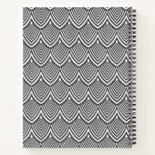 トレンディーブラックのアーチ型ホタテのピンクのモノグラム名 ノートブック (裏面)