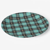 トレンディーブラックアクアプレイドパターン ペーパープレート (アングル)