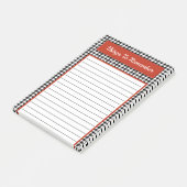 トレンディーブラックアンドホワイトレッド千鳥格子のシックデザイン ポストイット (アングル)