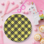 トレンディーブラックイエロープレイドパターン ペーパープレート (パーティー)